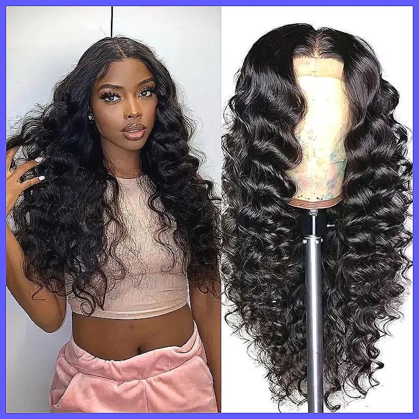 

Lace Front Wavy Wig for Women, Water Wave Synthetic Hair with Baby Hair, Pre-Plucked Hairline for African American