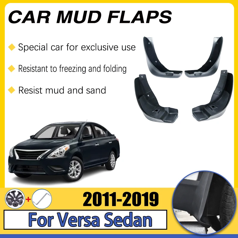 4 PCS Car Mudguards For Nissan Versa Sedan N17 2011-2019 2012 2013 2014 Mud Flaps Splash Guard Front Rear Fender Car Accessories