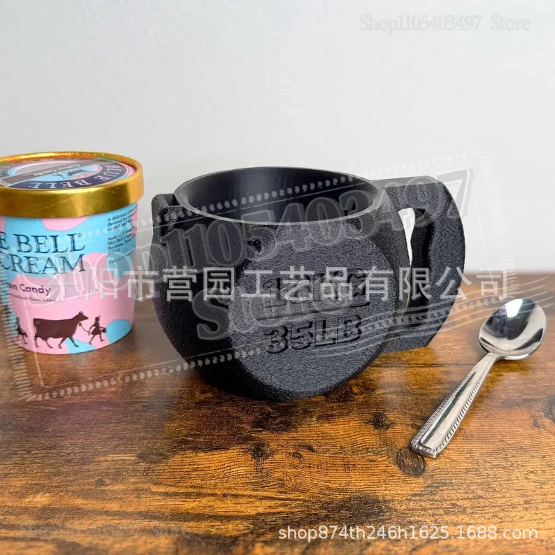 

3D Printing Creative 16KG Kettlebell Shaped Ice Cream Holder Snack Cup Stand Funny Fitness Theme Gift for Gym Lovers