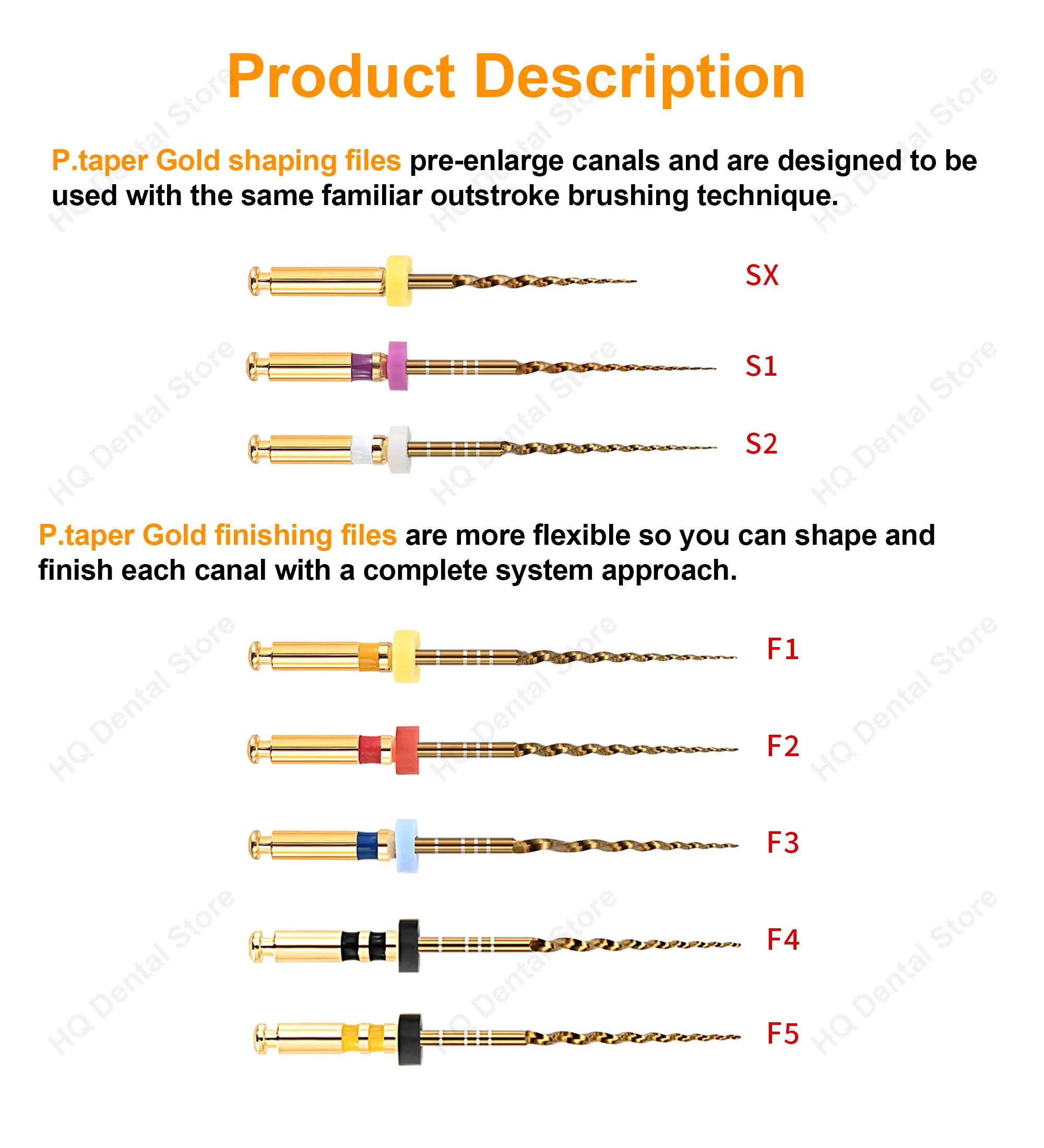 Twoendo Dental Wärmeaktivierte Wurzelkanalfeile Pro-Taper Gold Flexible Endo Rotierende Feilen Zahnmedizin Endodontische Instrumente 31mm – Detail 3