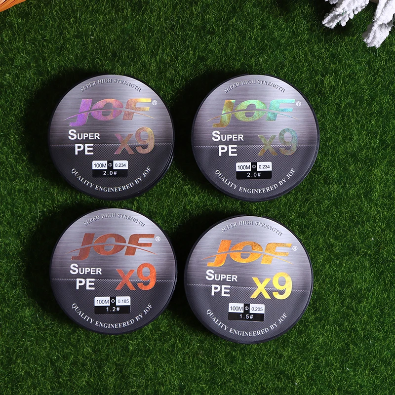 PE Braided Fishing Line, 9 Braids, Wear-Resistant For Freshwater And Saltwater Available In Rainbow And Gray Colors
