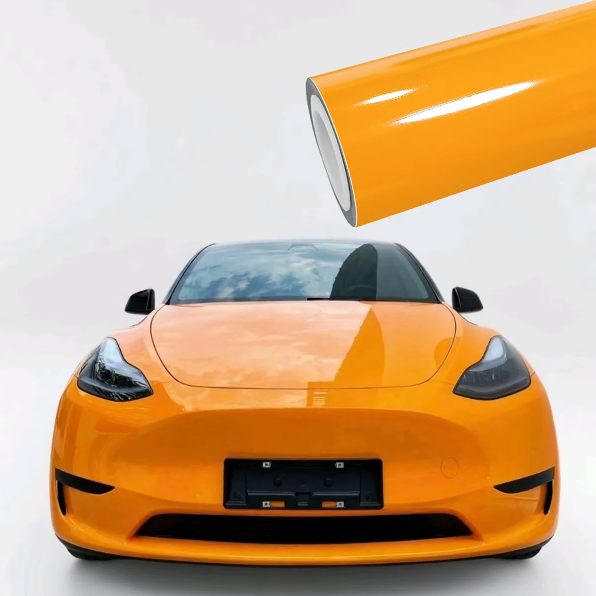 

Glossy PVC Vinyl Paper Wrap Rolls Orange Color Anti-Scratch Bubble-Free Cover for Car Protection Color-Changing Function