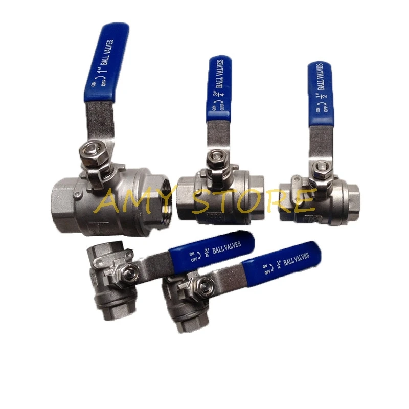 

1Pc Stainless Steel SS304 2 Piece Full Port Shut Off Duty Vinyl Handle BSP 1/4" 3/8" 1/2" 1" 1-1/4" Threaded Ball Valves