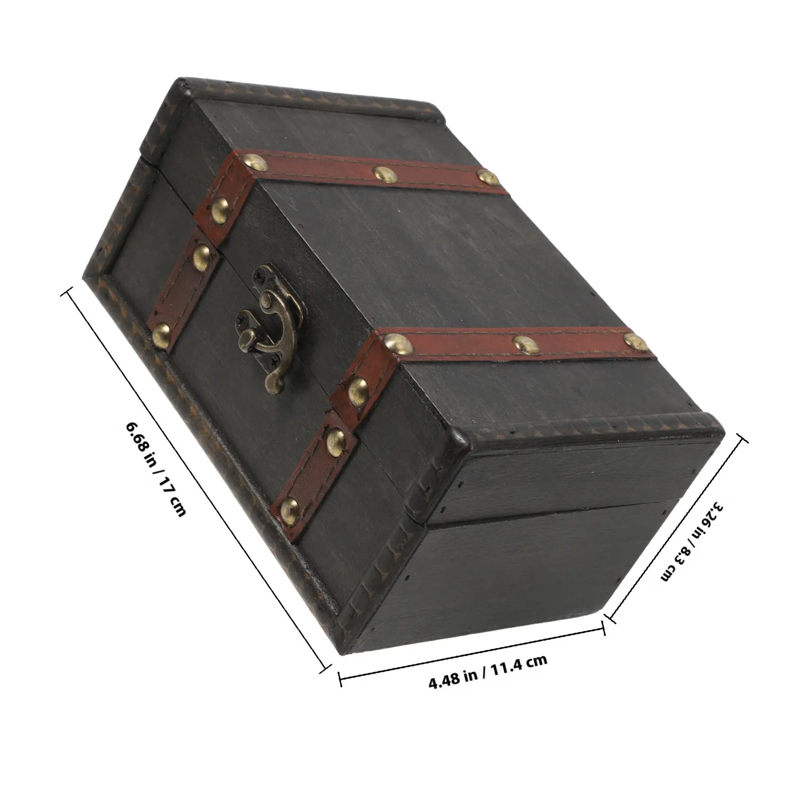 Wooden Vintage Storage Box Small Treasure Chest with Lock Retro Pirate Chest for Keepsakes Letters Cards Bangle Earring