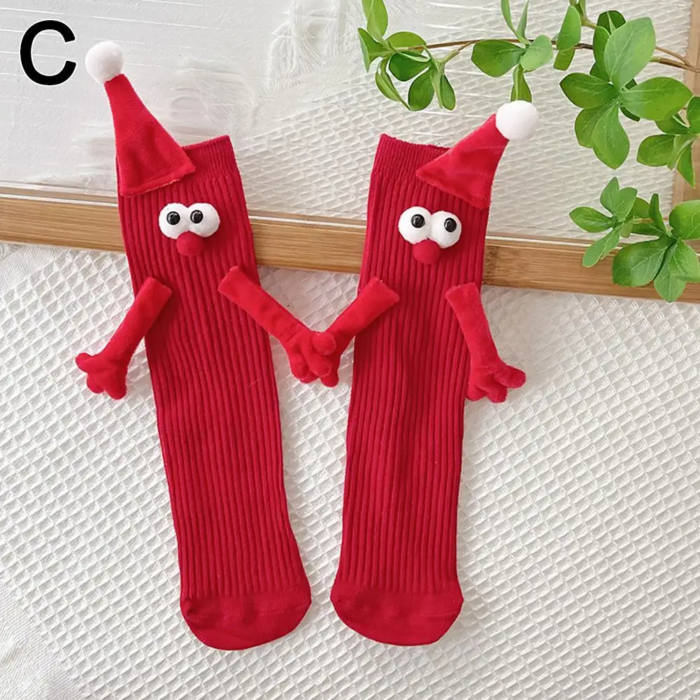 Couple Socks Funny Autumn Winter Santa Socks Cartoon Cute Couple Holding Hands Mid-calf Socks Woman Children's Stacking Socks