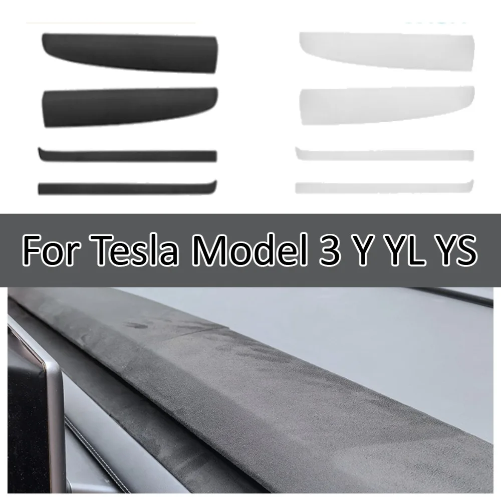 Suede Dashboard Air Vent Trim For Tesla Model 3 Y YL YS Interior Console Cover Decoration Car Styling Accessories Parts Upgrade