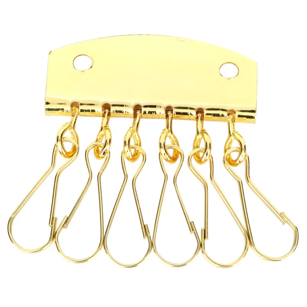 6 Hooks Clasp Clip Leather Keychain Gold/Bronze Color Key Organizer Design Key Ring Organizer Key Case Holder For Bag Accessory
