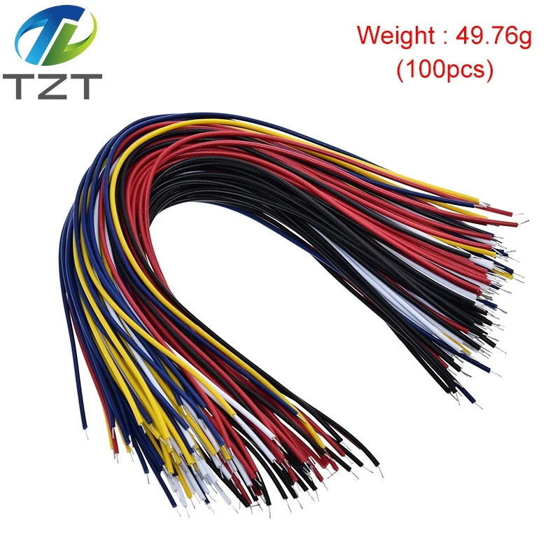 TZT 100PCS 20CM Color Flexible Two Ends Tin-plated Breadboard Jumper Cable Wires