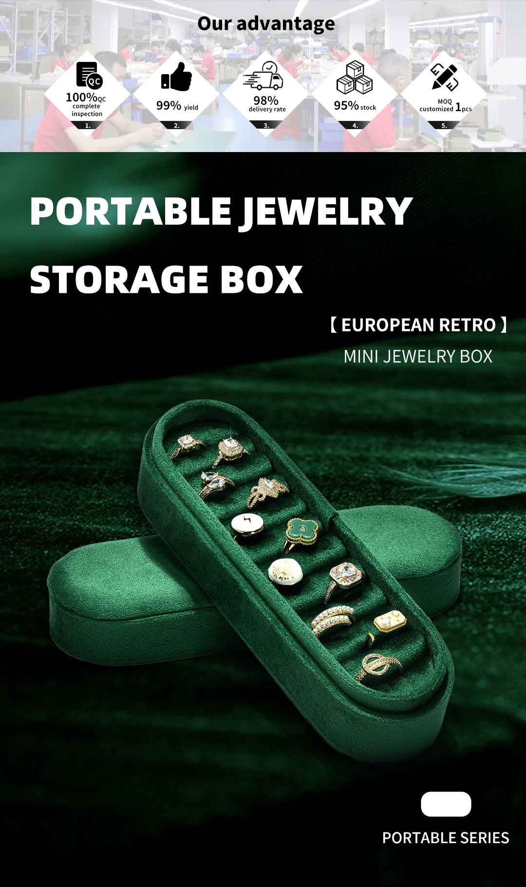 TAIMY Velvet Ring Display Tray Portable Ring Storage Case Custom Logo Jewelry Box High-end Business Display Tray