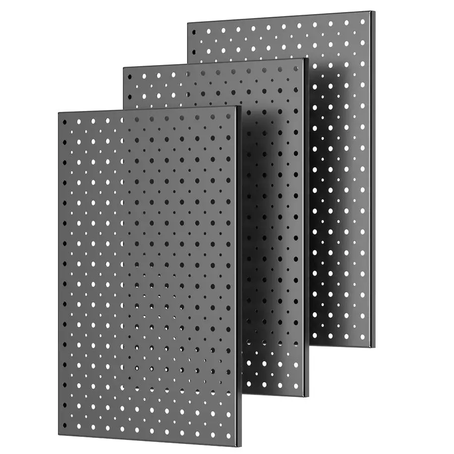 

Metal Pegboard Panels, 16 x 12 HeavyDuty Wall Peg Boards for Garage Tool Storage, Pegboard Organizer System Pack of 3, Black