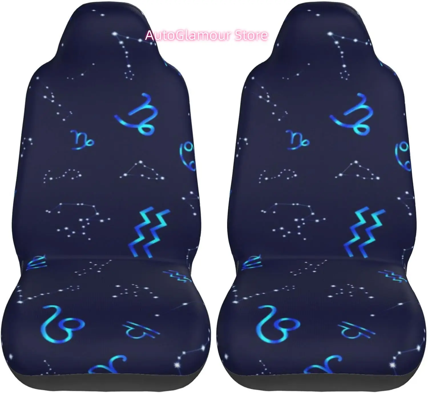 Zodiac Constellation Sign Universal Car Seat Covers 2-Piece Set - Stretch-to-Fit Front Seat Protectors for Cars, Trucks & Suvs |