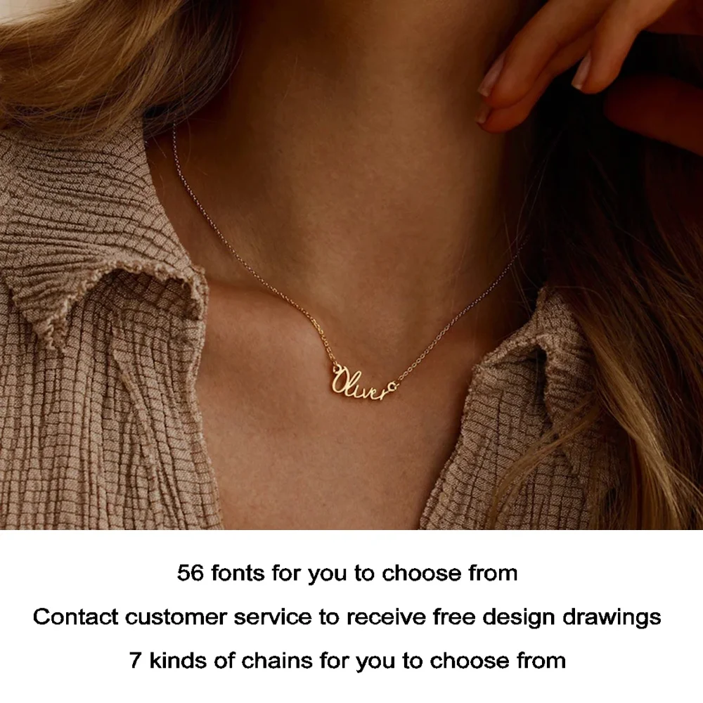 

2025 new private custom name necklace, high quality waterproof rose gold chain, personalized letter necklace silver, wife gift