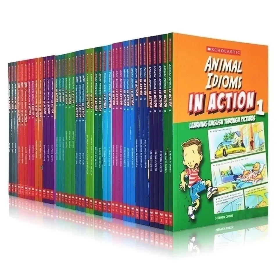 

45 Books Scholastic in Action Words/Idioms Books for Kids English Children Book Gift Box Cartoon Picture Story Livre Libro