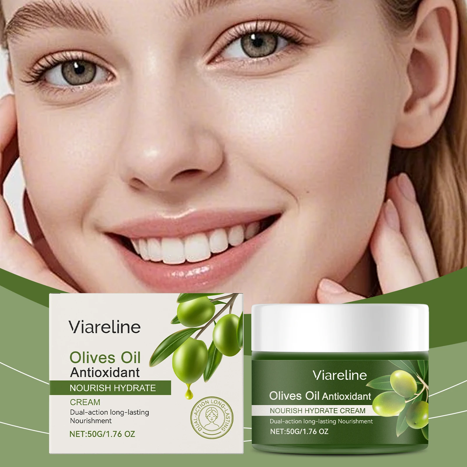 Olejek z oliwek Przeciwutleniający krem ​​do twarzy - Odżywczy i nawilżający krem ​​dla skóry suchej, krem ​​przeciwstarzeniowy z przeciwutleniaczami, długotrwały