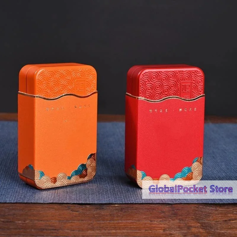 [TG823]Rectangular Wavy Pattern Metal Storage Tea Box Small Portable Tin Biscuit Packaging Box Home Desktop Tea Organizer Case