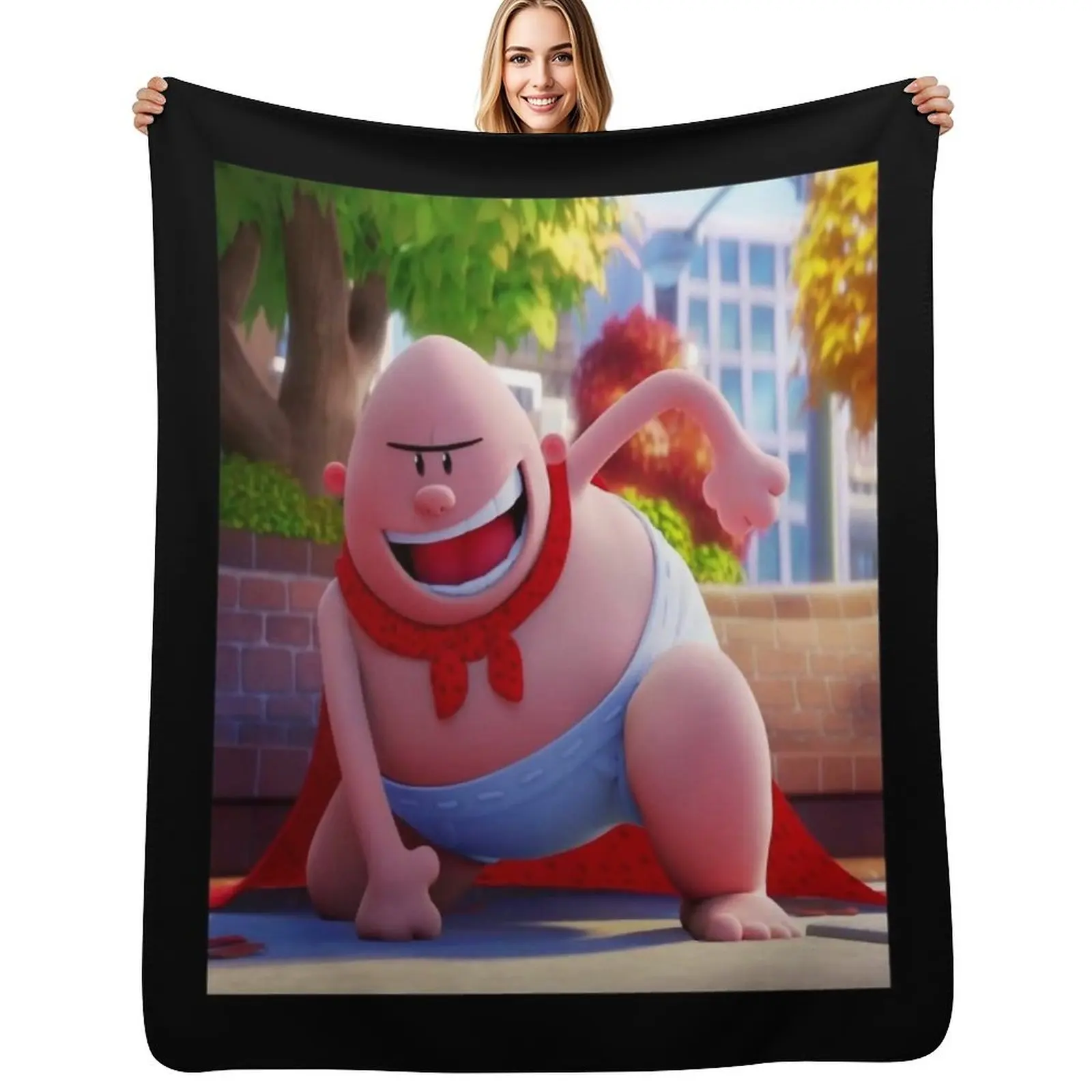 Retro Captain Underpants Throw Blanket Long Lasting Soft Plush Blanket for Daily Use