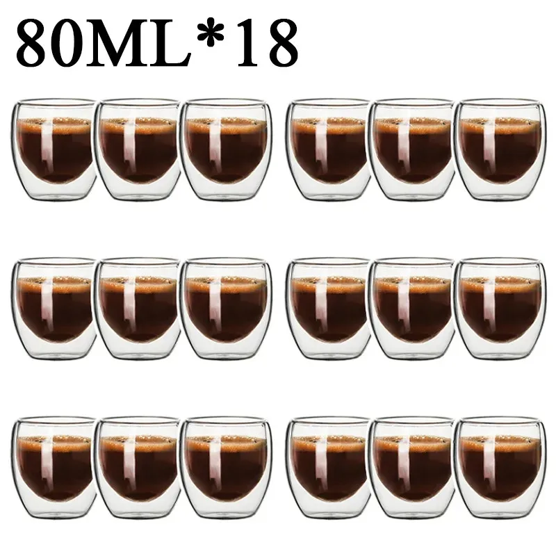 2-18PCS Heat Resistant Double Wall High Borosilicate Glass Mug Tea Milk Juice Coffee Water Cup Bar Drinkware Gift Creativity Set