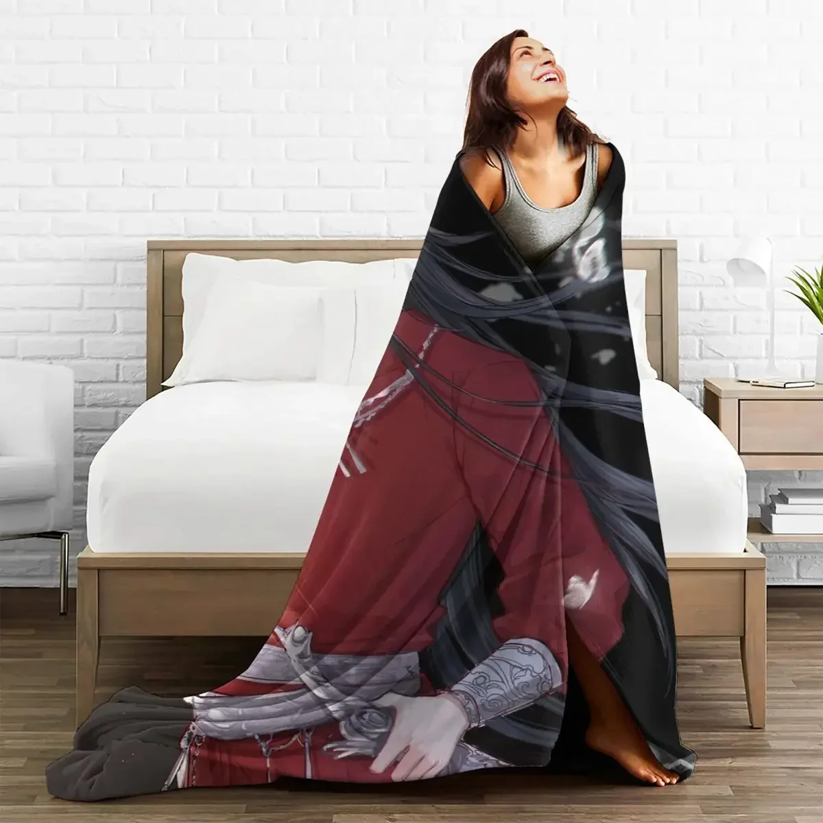 Heaven Official's Blessing Hua Cheng Knitted Blankets Super Soft Warm Microfiber Fabric Blanket for Couch Throw Travel Adult