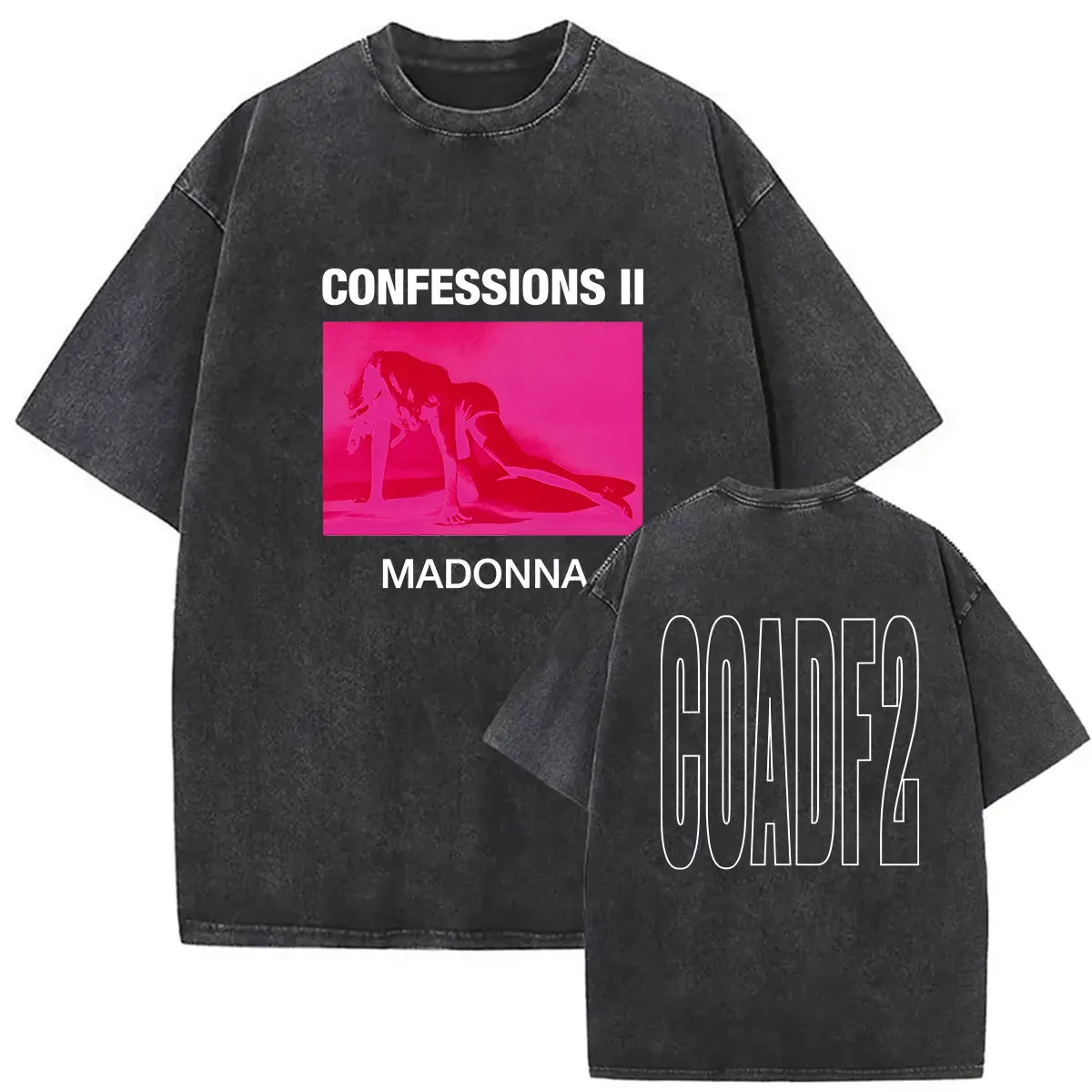 Vintage Washed Madonna Confessions II Album 2026 Grafik-T-Shirts für Männer und Frauen Pop-Kleidung Mode Hochwertige Oversize-T-Shirts