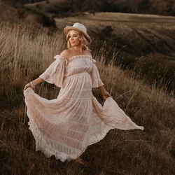 Bohemian Photo Shooting Pregnancy Dress Rose Theme In The Wilderness Pleated Chiffon Maternity Dress Clothes For Pregnant Women