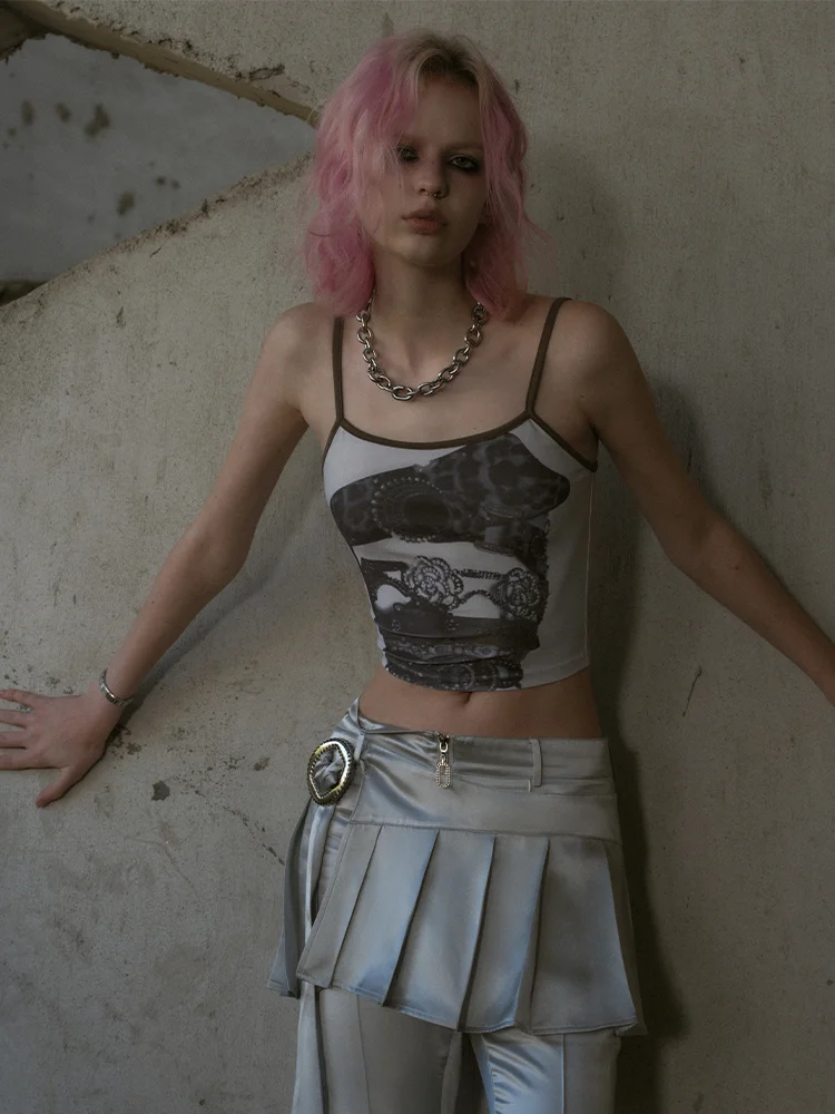 

Женский укороченный топ с высокой талией, облегающий, с принтом, из полиэстера и спандекса, средней длины