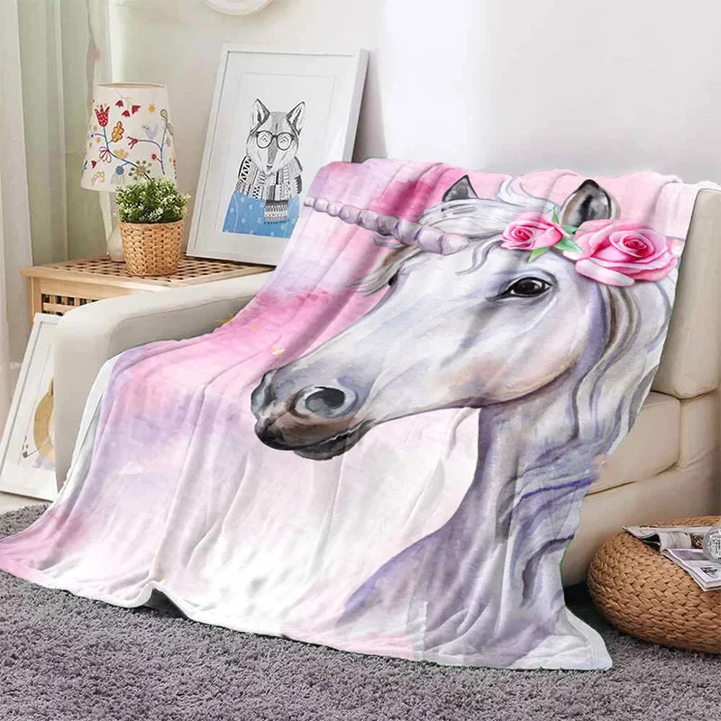 Rainbow Unicorn Pattern Flannel Throw Blanket Gifts for Girls Super Soft Cozy Warm for Adults and Kid Couch Sofa Chair Bed Decor