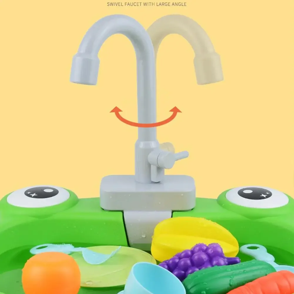 Play House Toys Pretend Play Electric Water Out Children's Kitchen Wash Basin Sink Kids Kitchen Set Toy For Boys Girls Kids Gift