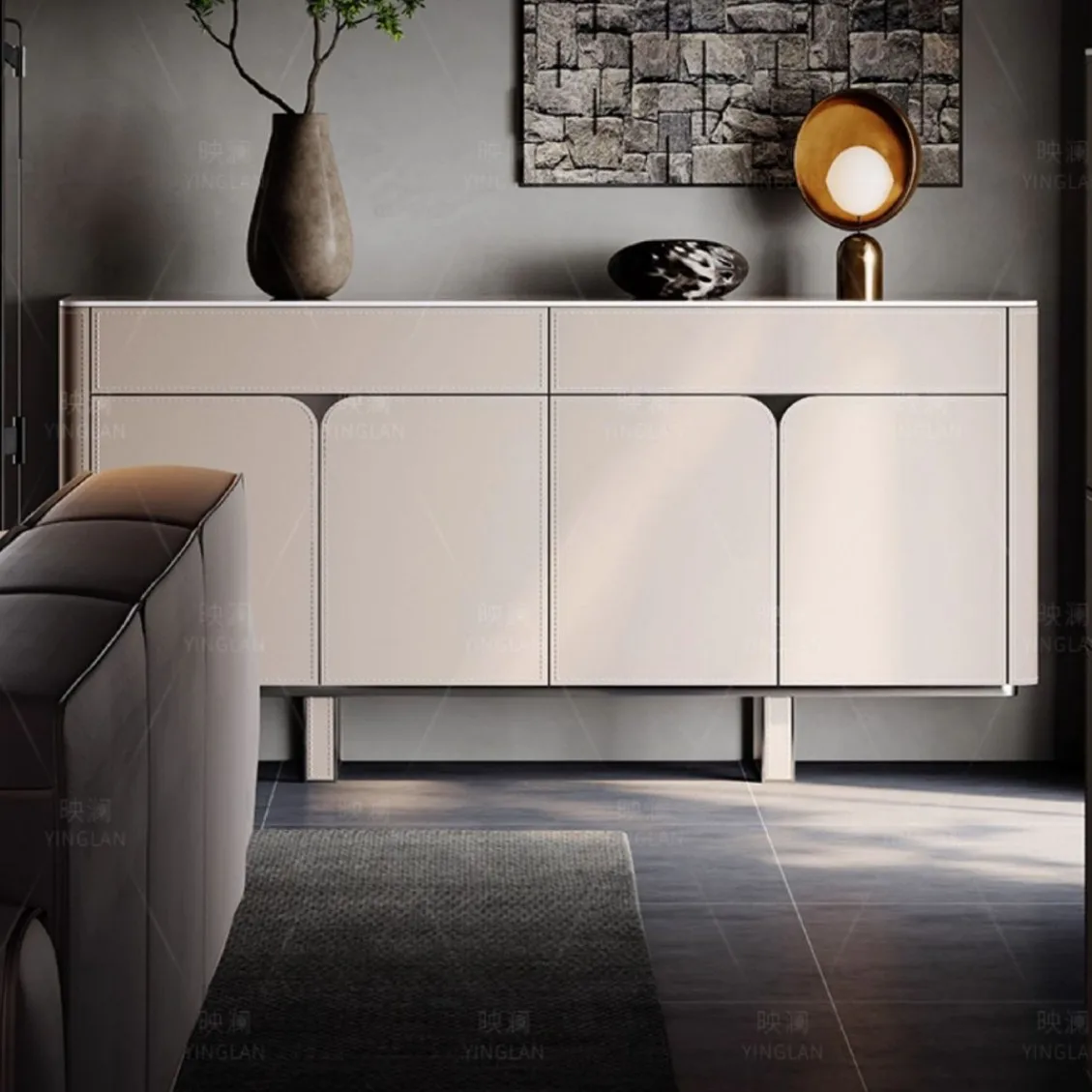 

DSA entry entrance cabinet, high-end facing the door, modern light luxury cabinet at the end of the corridor next to villa