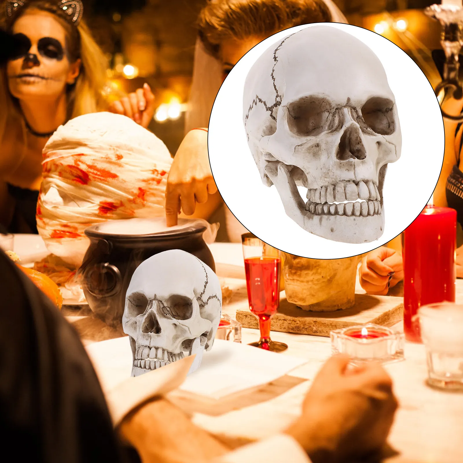 

1:1 Human Skull High Grade Resin Medical Teaching Anatomy Tool For Tracing Educational Use Halloween Party Decor