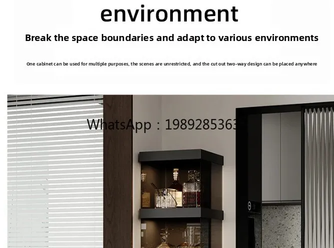 

ZZ minimalist corner cabinet living room glass suspended wine cabinet dining side integrated display cabinet