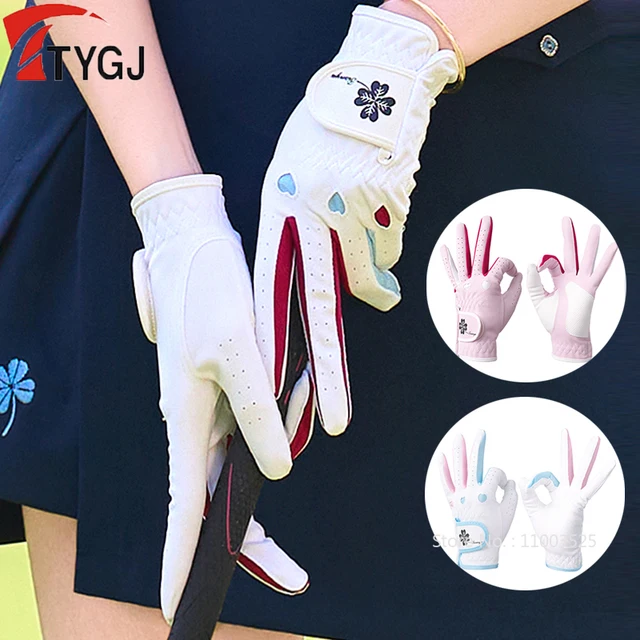 Pgm 1-parowe koreańskie rękawiczki golfowe z nadrukiem Damskie jakości elastyczne rękawiczki sportowe Lady Palm Antypoślizgowe rękawiczki treningowe Prawa lewa ręka