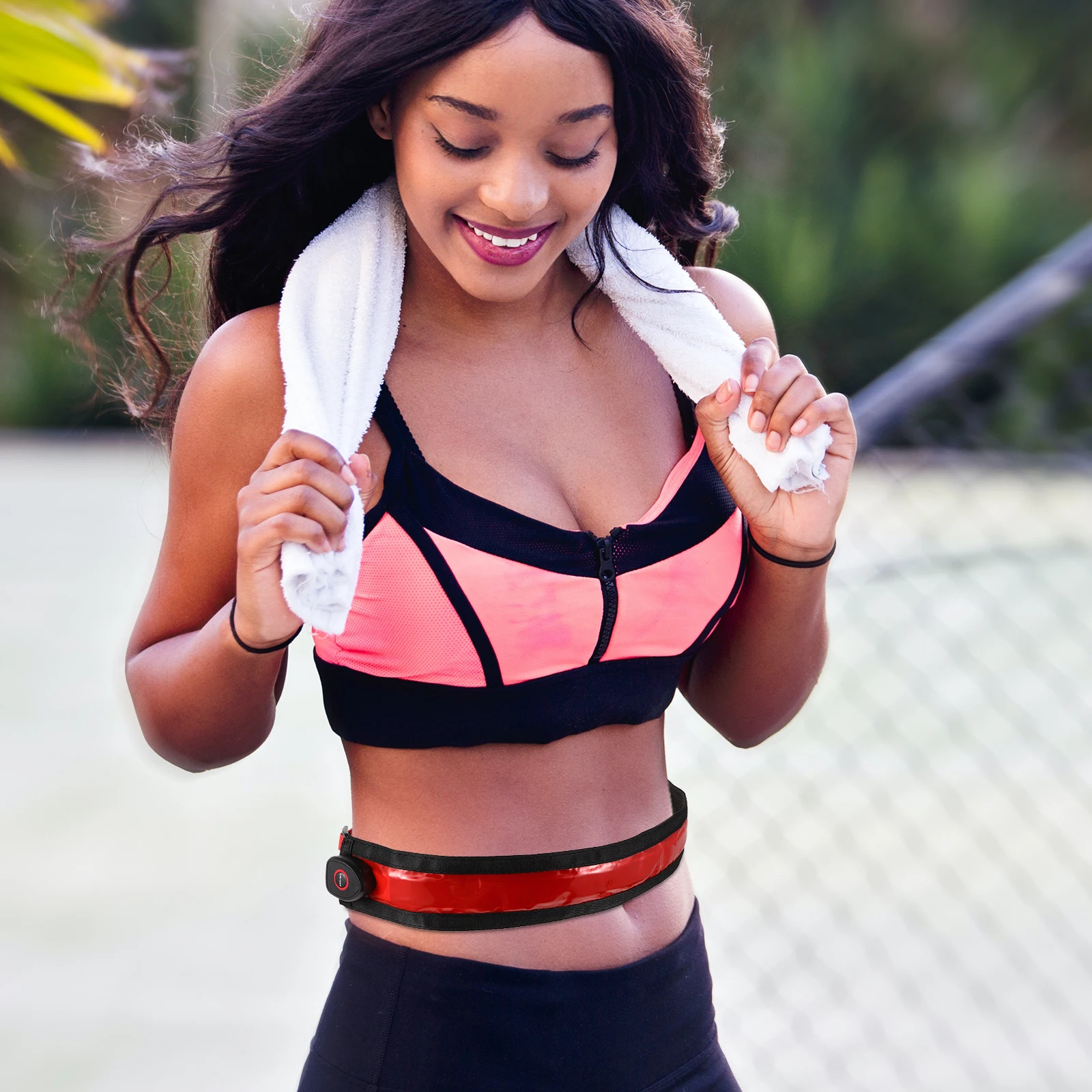 

2Pcs Night Running LED Reflective Belt Rechargeable Adjustable Waist Light Safety Gear for Cycling Walking Jogging