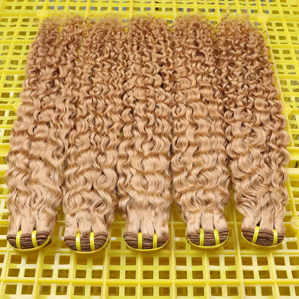 

#27 Honey Blonde Bundles Highlight Deep Curly Bundles Remy Human Hair Extensions 100% Human Hair Weave Bundles 1 3 4 PCS