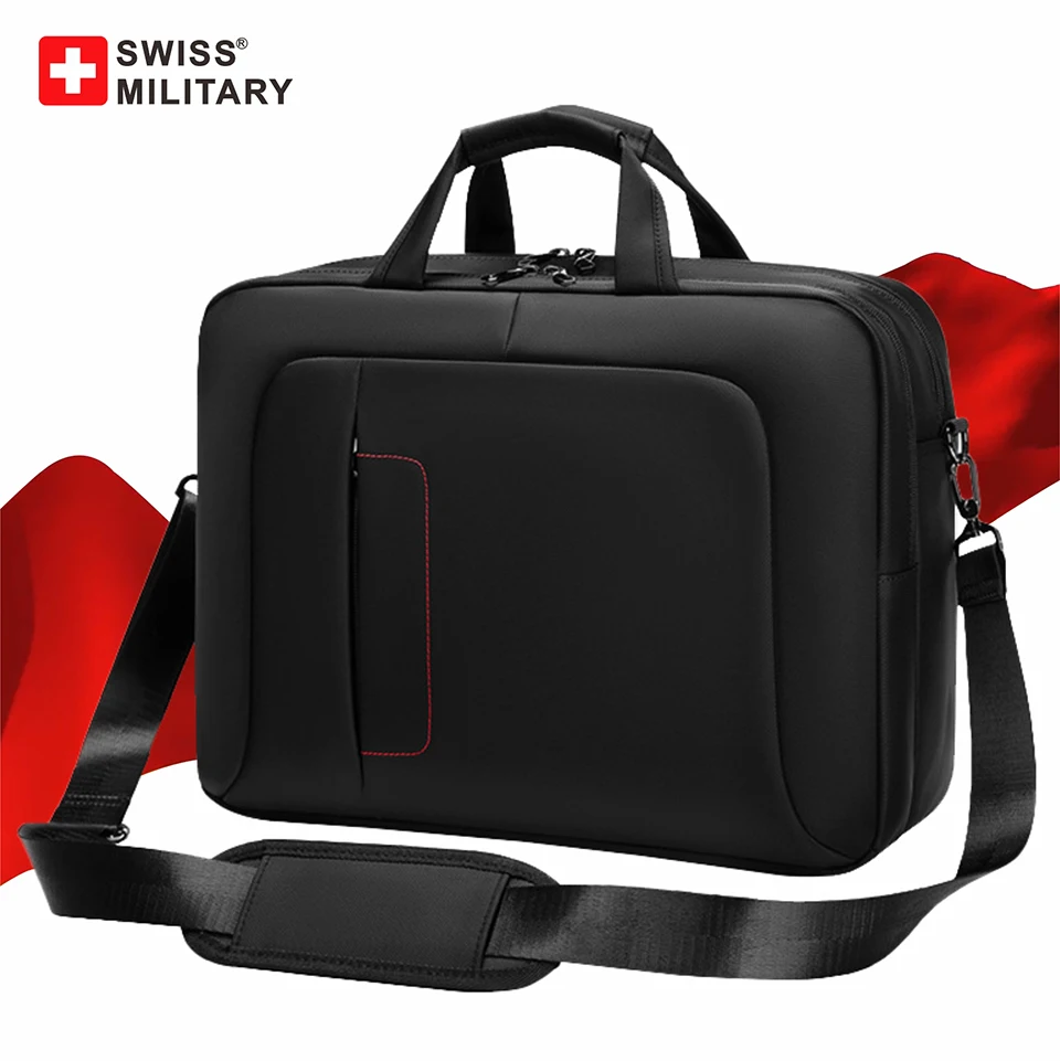 SWISS MILITARY męska torebka biznesowa torba na ramię nowa wodoodporna teczka o dużej pojemności 16 "torba na laptopa przenośna torba biurowa