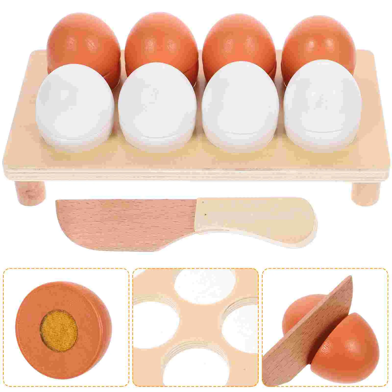 

Simulation Egg Toy Cutting Cartoon Toys Play Kitchen Kids Wooden Pretend for Toddlers Cognitive Imitated Puzzle Food