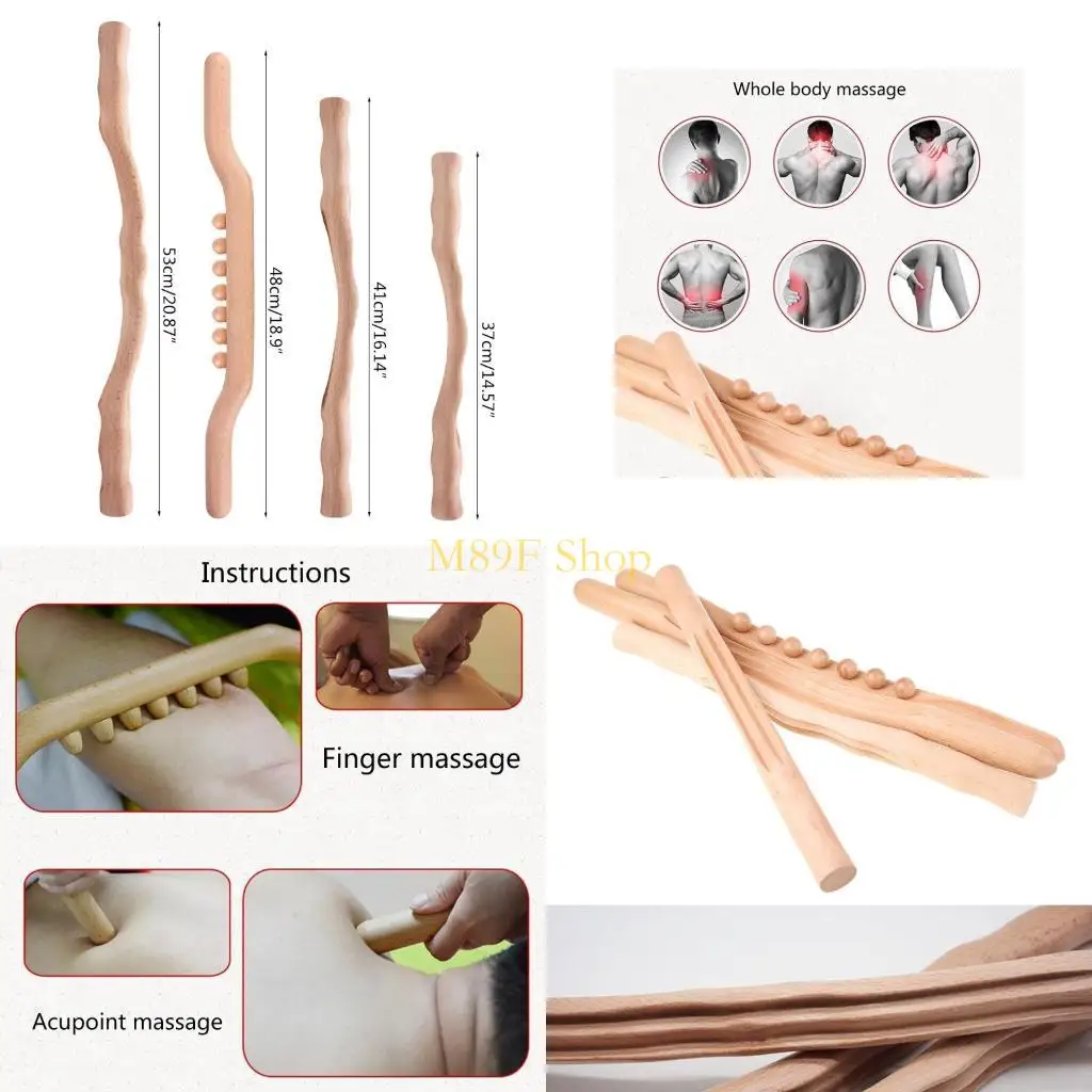 

M89F 4Pcs Scraping Beech Back Shoulder Neck Waist Leg Massage Tools