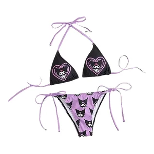 نسائي مرحبا كيتي طقم بيكيني Kawaii Sanrio Kuromi ملابس السباحة مثير بيكيني سلسلة سراويل ملابس السباحة الصيف Y2K 2 قطعة 2022 أفضل 10 مبيعات بيكيني هيلو كيتي - رقم 7