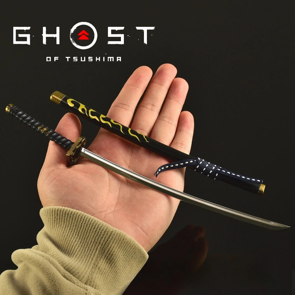 26 سنتيمتر/10.2in شبح تسوشيما منتصف الليل هانابي لعبة سيف ساموراي لعبة الطرفية كاتانا نموذج التحف سطح المكتب حلية الصبي هدية #2