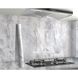 Foil Marble Wallpaper for Kitchen Oil Proof Self Adhesive Waterproof Cabinet Wall Stickers Bathroom Renovation Formaldehyde-free