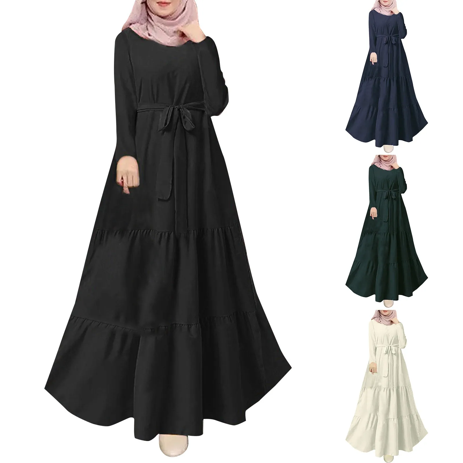 New Muslim Elegant Abaya Cuff Beading Islam Black Dress Dubai Long Woman Evening Robe Kaftan Moroccan Wedding Caftan Ramadan