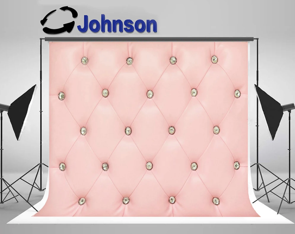 

JOHNSON Pink Tufted Headboard Bed backdrop High quality Computer print wall background