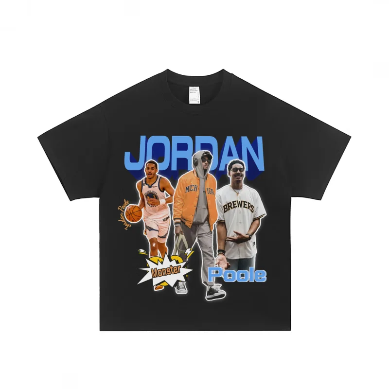 

Баскетбольная футболка Jordan Poole для мужчин и женщин, оверсайз, из чистого хлопка, с короткими рукавами, в модном стиле, современный повседневный топ