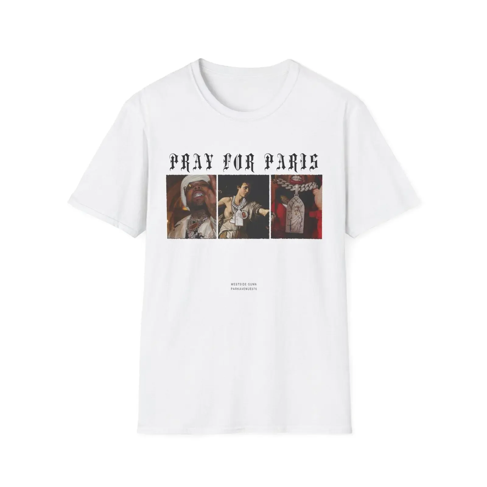 Pray for Paris T Shirt Vintage Painting Collage Gothic Text vintage Washed homme Versatile Unisex streetwear Comfortable
