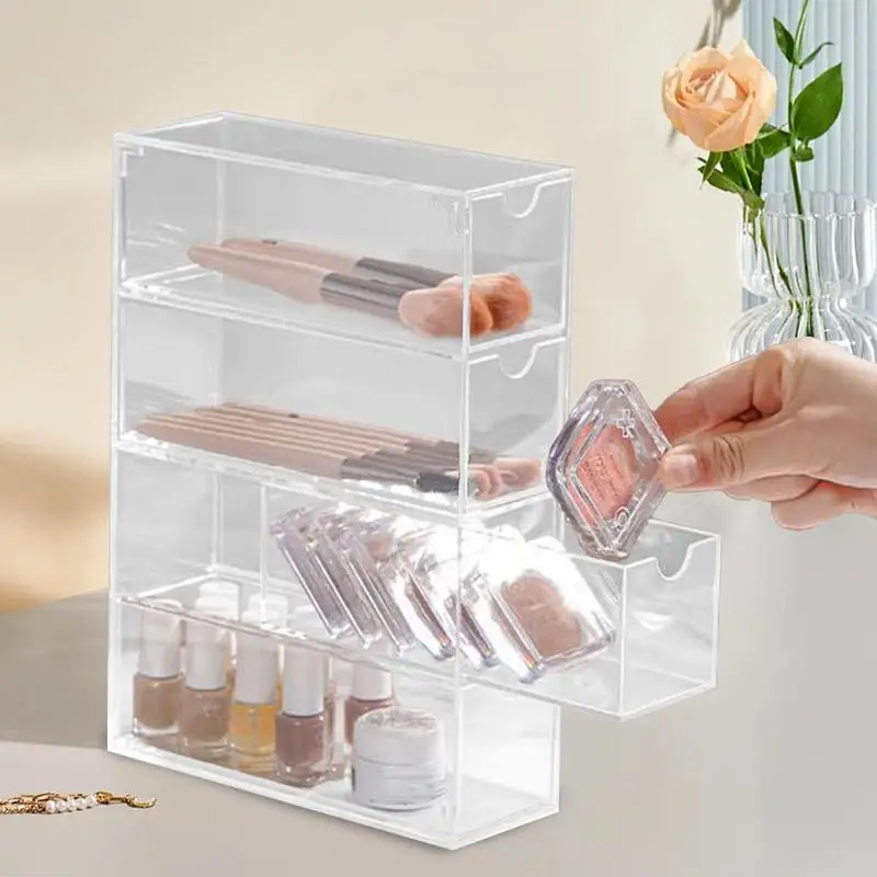 Acrylic Sunglasses Organizer Clear Sunglass Storage 4-Layer Tabletop Eyeglass Display Case Eyewear Collection Box For Jewelry