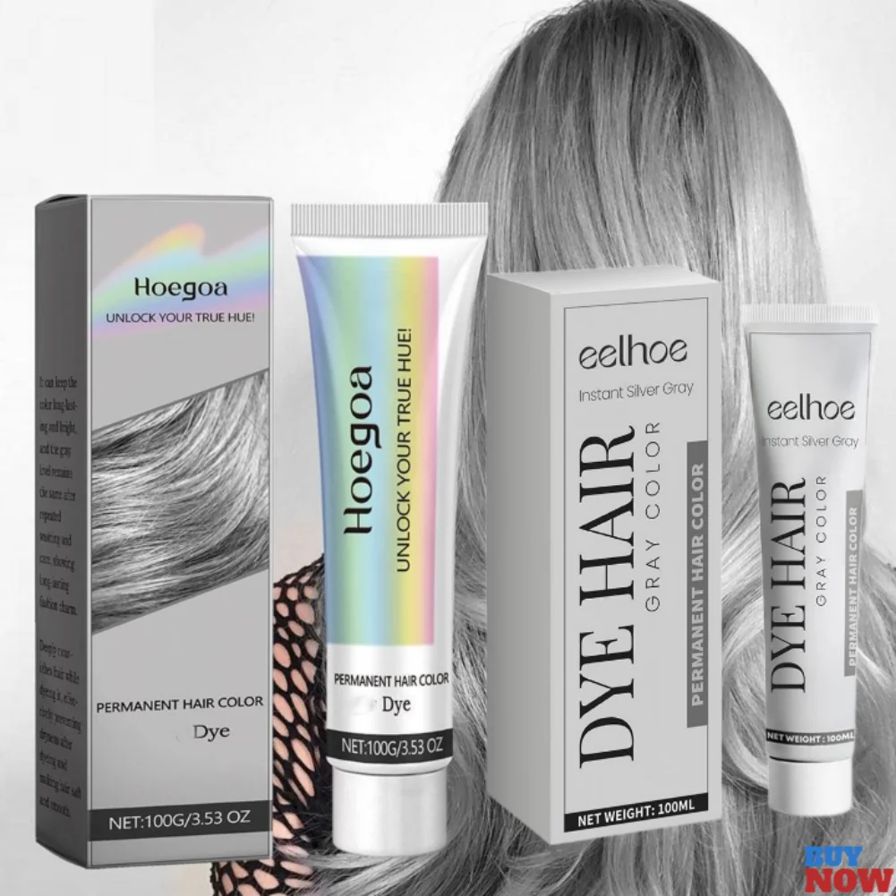 

100G/100ML Gray Color Hair Dye Cream Smoky Gray Punk Style Light Color Silver Hair Permanent Professional Hair Colors Dye Wax