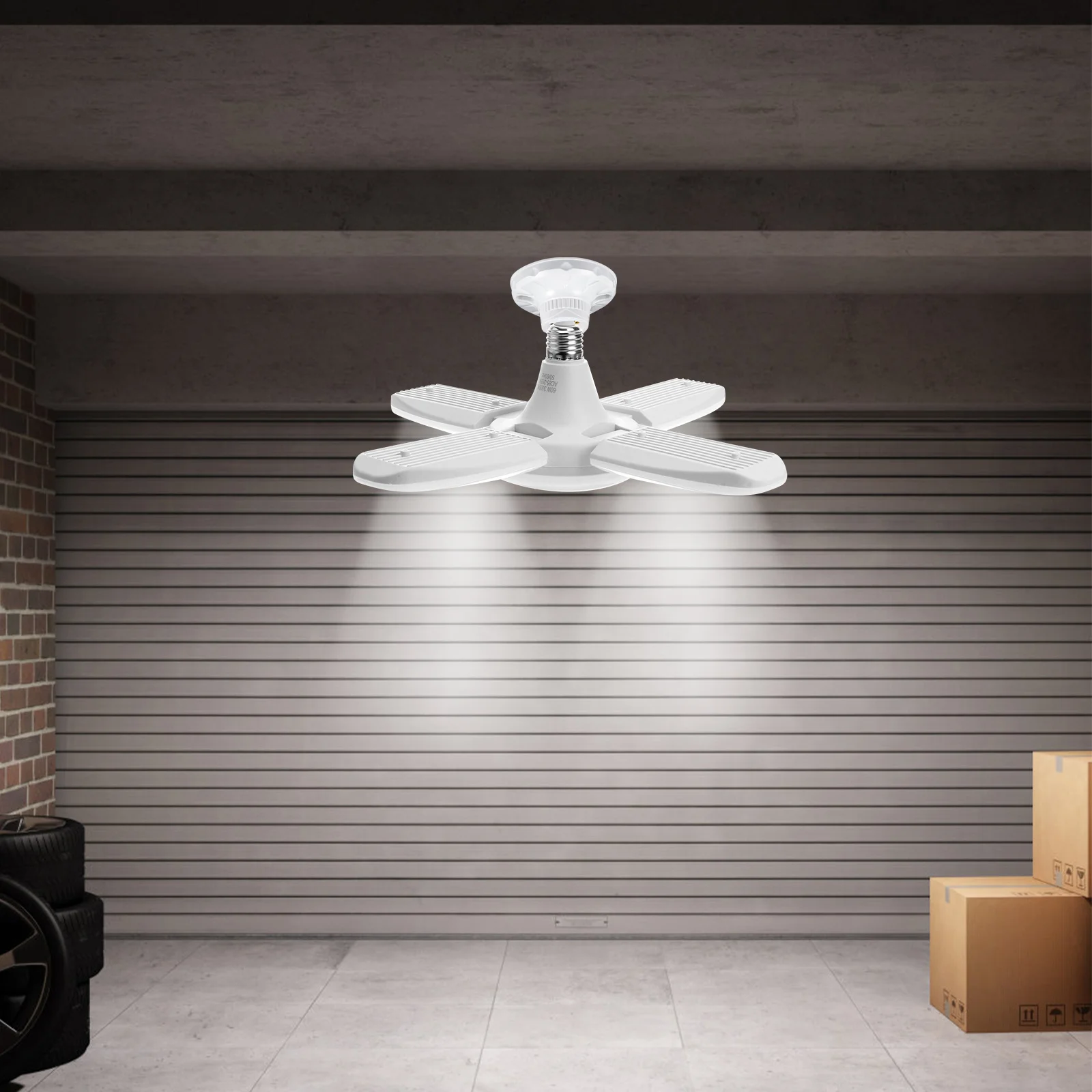 

Foldable Led Bulb 60W E27 Base 6500K Cool White Adjustable Bright For Garage Ceiling Laundry Basement Light