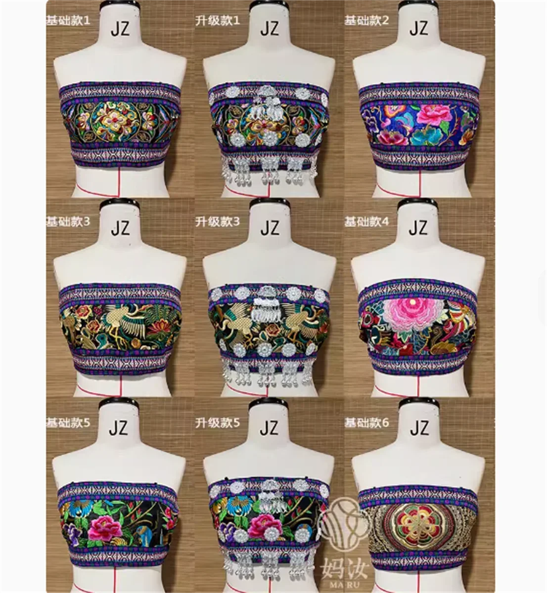 Strapless female Miao embroidery versatile bellyband, ethnic minority style suspender, wrapped chest top, upgraded version