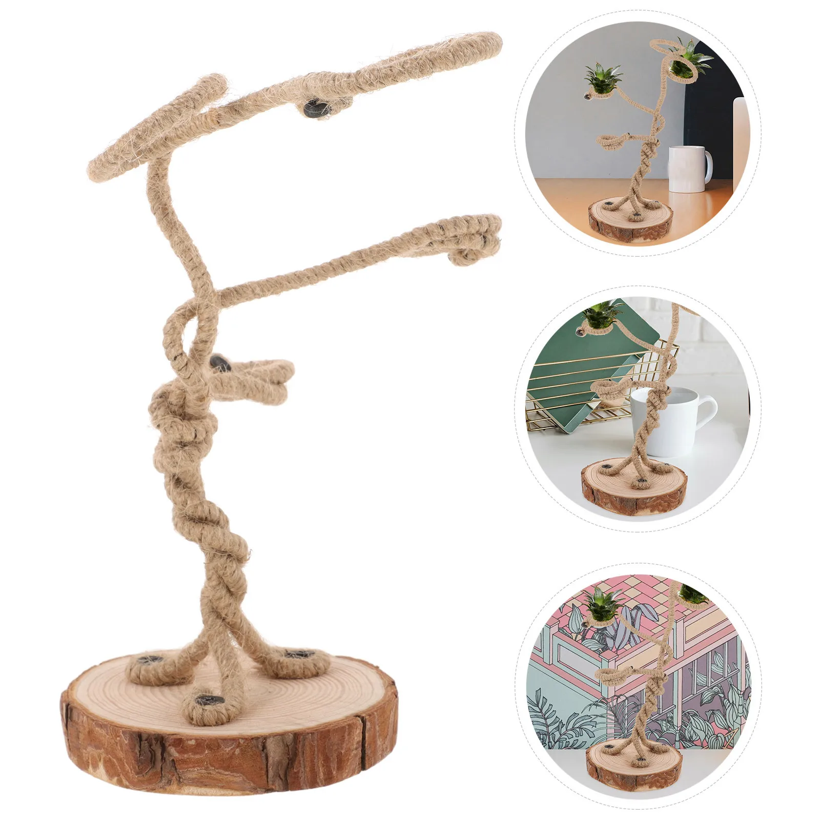 

Air Plant Rack Holder Small Air Plants Display Stand Decorative Wood Tillandsia Shelf Creative Plant Stand For Home Office