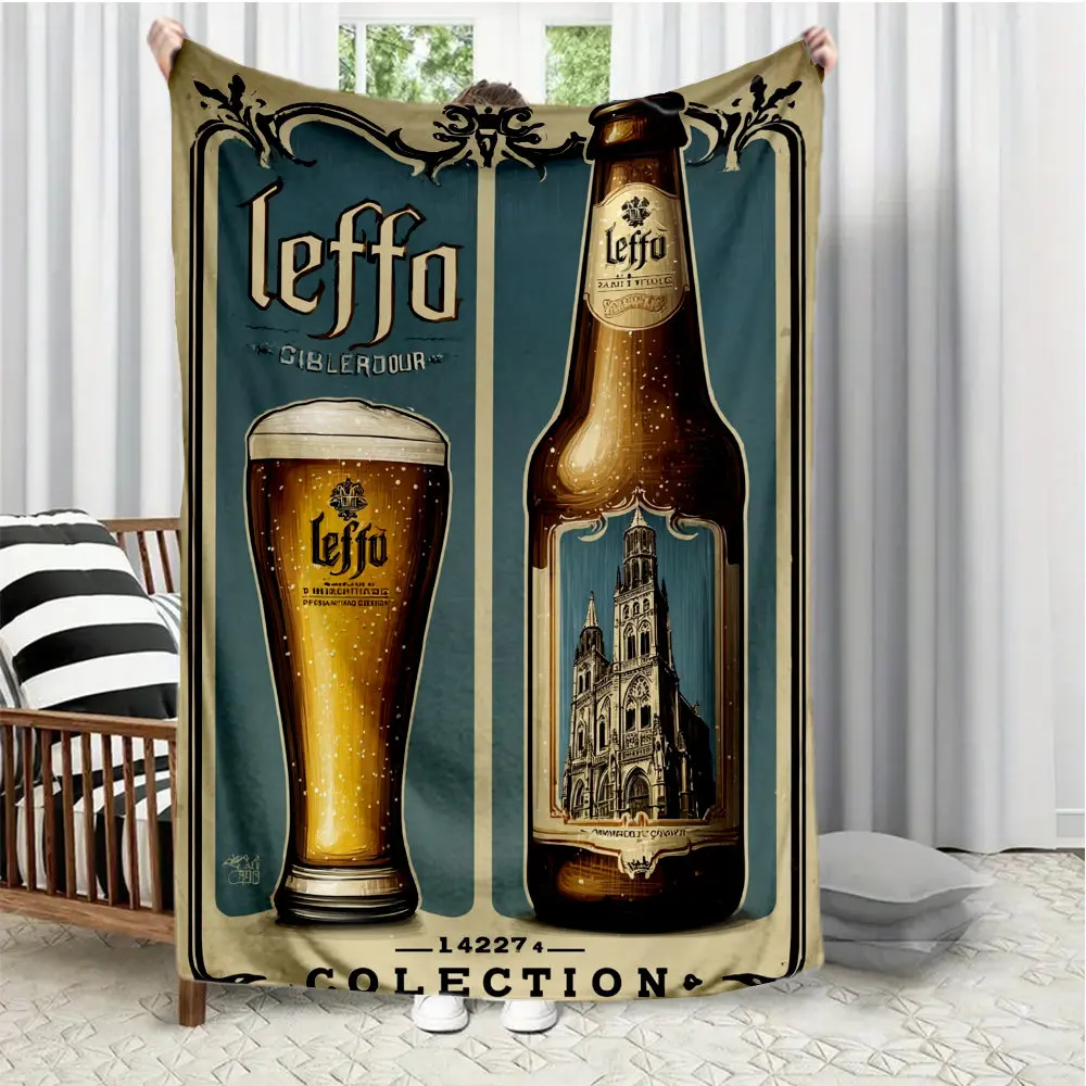

Leffe-style Belgian beer Flannel printed blanket suitable for all seasons suitable for living room office sofa and travel