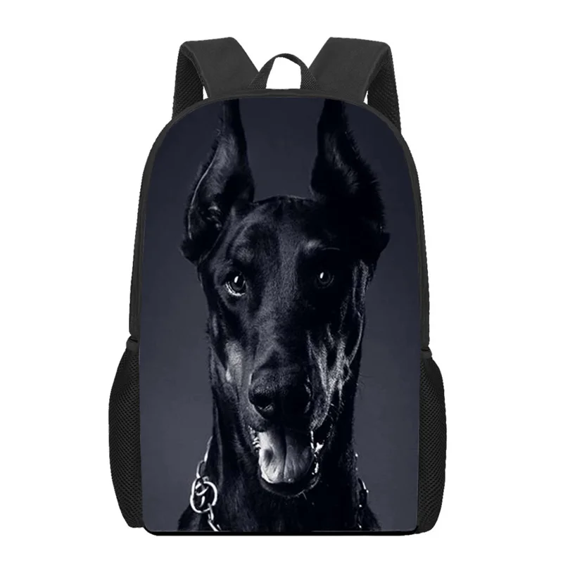 Cool Doberman Pet Dog 3D Padrão Bolsa de Escola para Meninas e Meninos, Casual Book Bags, Mochila Laptop, Mochilas Estudante, Bagpack de Viagem